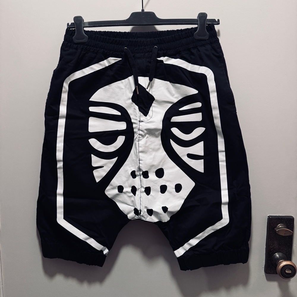 Haculla Black and White Shorts with Graphic Design